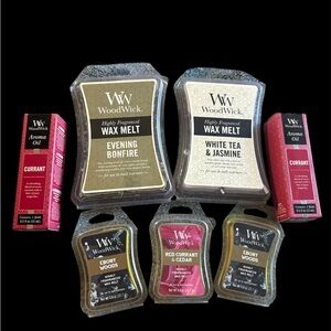 WOODWICK WAX MELT BUNDLE WITH WOODWICK AROMA OILS 2-12 PACK, 3 SINGLES , 2 OILS